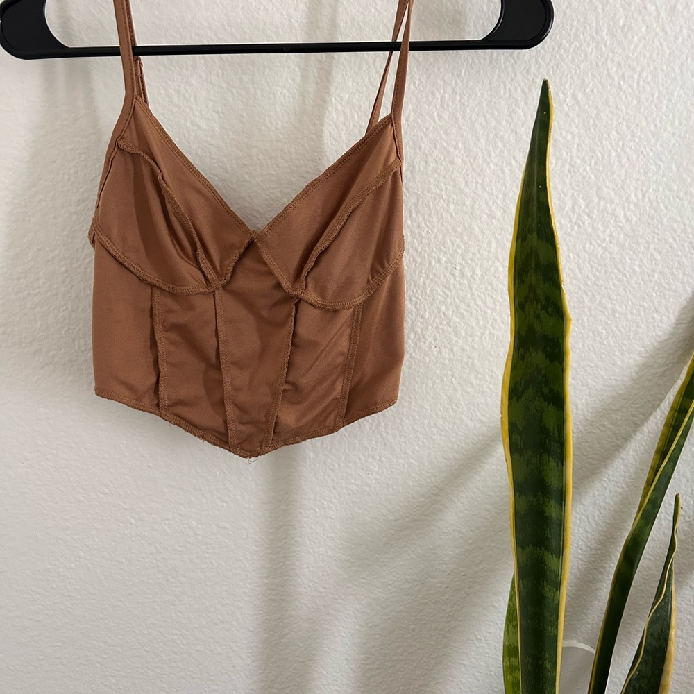 Brown Corset Style Crop Top